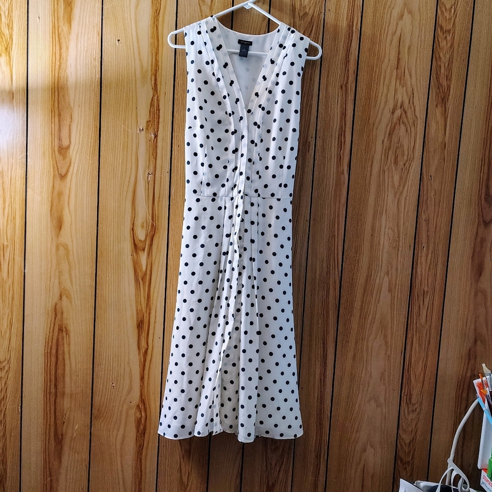 Ann Taylor White and Black Polka Dot Maxi Dress